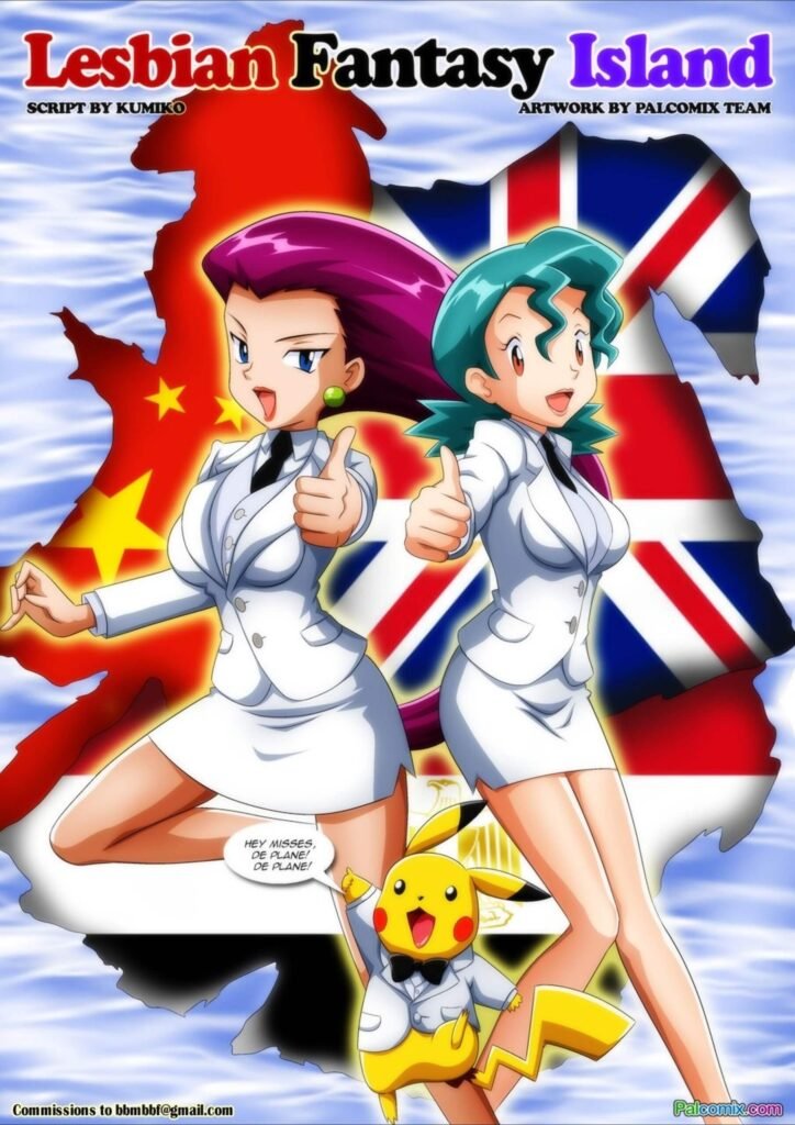 Pokemon police officer and team rocket jessie stand and pose in a front cover to a Pokémon hentai comic